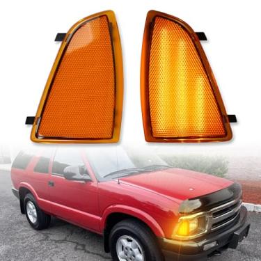 Imagem de ZDEERAOTO Kit de luz de sinalização lateral de farol frontal LED âmbar para Chevy Blazer S10 1994-1997, lâmpadas marcadoras de para-choque lateral de lente fumada, número de peça OEM: GM2551140
