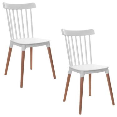 Imagem de Cadeira De Plástico Ellen Windsor Pés Madeira Branca Kit 2U