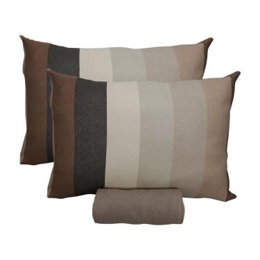 Imagem de Jogo De Cama Queen Portallar Malha 100% Algodão Estocolmo 3 Peças Bege