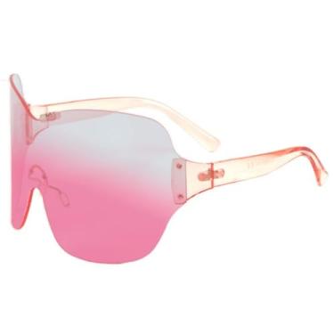 Imagem de Óculos de sol estilo viseira grande sem armação e sem aro, lente única (C9-GRAD VERMELHO)