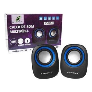 Imagem de Caixa De Som Portátil  X-cell 5W, USB, P2, Para PC e Notebook, Controle De Volume, Preto e Azul