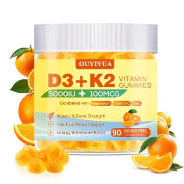 Imagem de Gomas de vitamina D3 K2 OUYIYUA 5000IU com K2 (MK-7) 100mcg