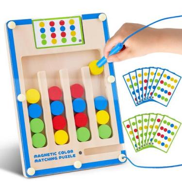 Imagem de Quebra-cabeça de combinação magnética de cores Montessori Toy Kids 3+ 