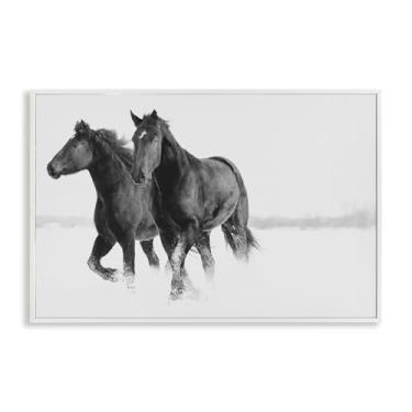 Imagem de Stupell Industries Cavalos de inverno galopantes com design de arte giclée emoldurado branco por Amy Carroll, 12 x 18