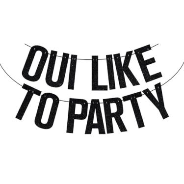Imagem de Faixa preta com glitter Oui Like to Party, decoração de casamento até a morte, suprimentos de decoração de festa de despedida de solteira de aniversário