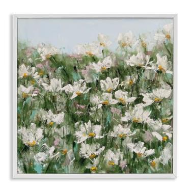 Imagem de Stupell Industries Daisy Field in Springtime Design de arte giclée emoldurado branco por Emma Bell, 12 x 12