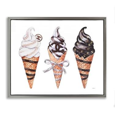 Imagem de Stupell Industries Design de arte de parede em tela flutuante cinza sorvete de marca de moda por Amanda Greenwood, 64 x 79 cm