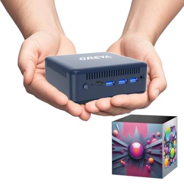 Imagem de GREVA Mini PC Intel 12th Alder Lake N100 (até 3,4GHz) 8GB RAM 256GB M.2 SSD Mini PC Computador 4K UHD, Mini PC Desktop 2024 Windows 11, 3 HDMI, Gigabit Ethernet, 5G WiFi 6, BT5 para Business Office