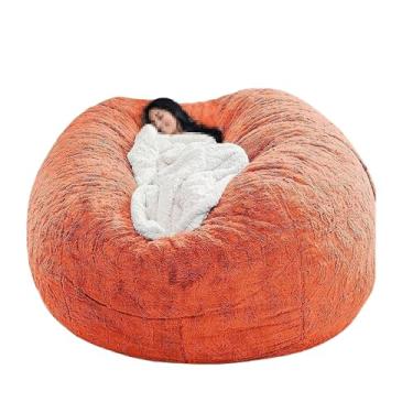 Imagem de Capa de sofá tipo pufe lavável, capa para cadeira, cama e sofá grandes, espreguiçadeira de pele sintética para sala de estar, decoração (sem enchimento)(Orange,5ft)