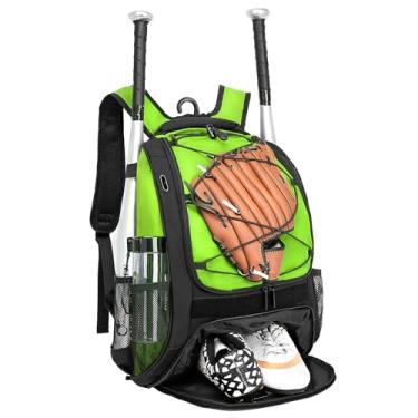 Imagem de WOLT | Mochila De Beisebol Juvenil Para Equipamentos E Acessórios De Beisebol, Softball E T-Ball, Meninos E Adultos, Com Suporte Para Taco, Capacete, Luva E Compartimento Para Sapatos E Gancho Para