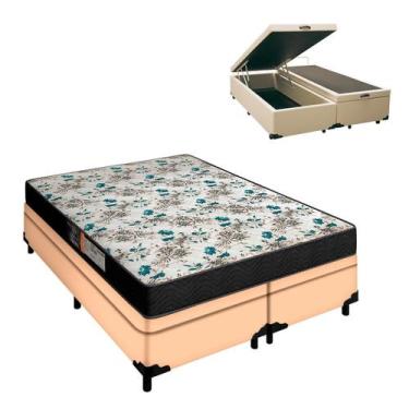 Imagem de Conjunto Queen Colchão Veneza D33 24cm e Baú Bege - Portobel