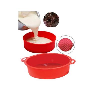 Imagem de 2 Forma Silicone 1.6L Antiaderente + 600ml p/ Bolos e Tortas 2un - Art
