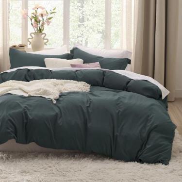 Imagem de Capa de edredon Bedsure Forest Green Twin/Twin XL de algodão pré-lavad