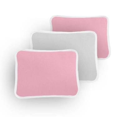 Imagem de Kit 3 Fronha Lisa Travesseiro Bebê 30X40Cm Rosa E Cinza - Dugu