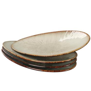 Imagem de Conjunto de 4 pratos de jantar de cerâmica insong Dafa para entreter convidados, adequado para sobremesas, saladas, aperitivos, churrascos, refeições principais, tacos, almoço, utensílios de cozinha