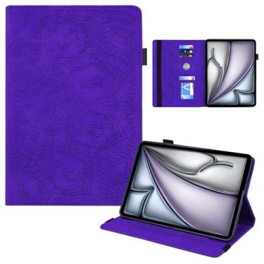 Imagem de Capa para iPad Air de 13 polegadas (M3) 2025 / (M2) 2024, capa de couro sintético premium com suporte para lápis, bolso para cartão, parte traseira de TPU macio e hibernar/despertar automático, roxo