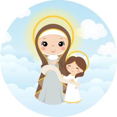 Imagem de Painel de Lona Redondo Religioso Santa Ana e Nossa Senhora Menina - Fa