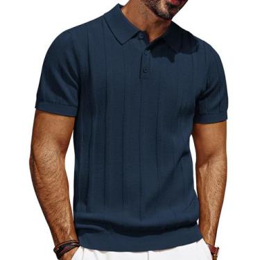 Imagem de Camisa polo PJ PAUL JONES para homens de manga curta, malha canelada, 