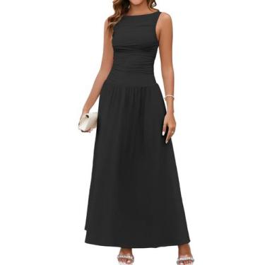 Imagem de Vestido EYNMIN Summer sem mangas longo preto para mulheres tamanho M