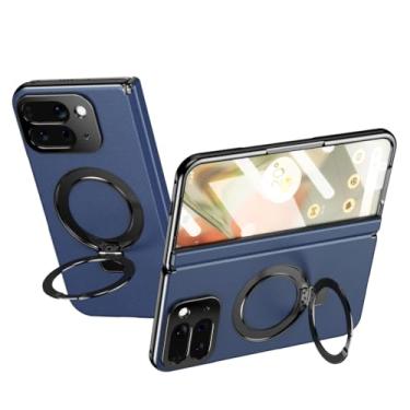 Imagem de HAOMRIYL Capa magnética para Google Pixel 10 Pro Fold, protetor de tela embutido; suporte de anel capa de couro antiqueda capa de proteção de dobradiça para câmera, azul, dobra 10 Pro