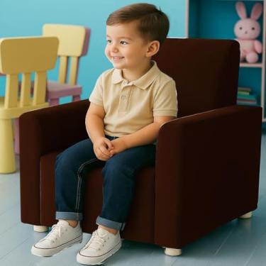 Imagem de Poltrona Infantil Cadeira Sofá Angel Mini Para Crianças Suede TerraCota