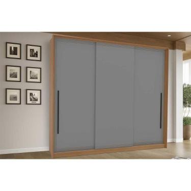 Imagem de Guarda Roupa 3 Portas De Correr E 4 Gavetas Valência Freijo/cinza - Politorno