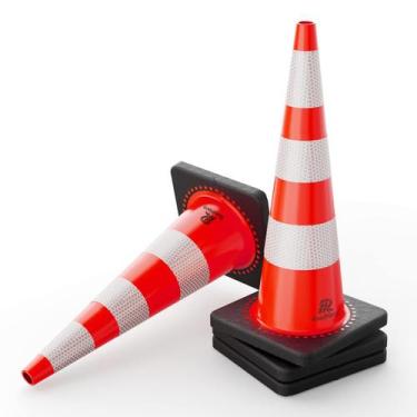 Imagem de Cones de segurança de trânsito RoadHero, pacote com 4, 36 cm, PVC, lar