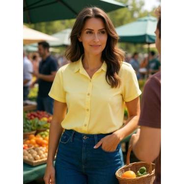 Imagem de Camisa Feminina Manga Curta Possui Botões Uniforme Secretária - Gisele