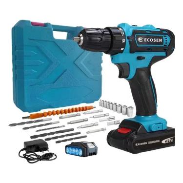 Imagem de Parafusadeira Furadeira Sem Fio Bateria 21V Duas Baterias