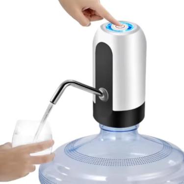 Imagem de Bomba Elétrica Recarregável USB para Galão de Água Bebedouro Automático Portátil Dispenser Smart Touch Instalação Fácil Carregamento Rápido Garrafão Econômico Bico Inox Branco e Preto Alternado