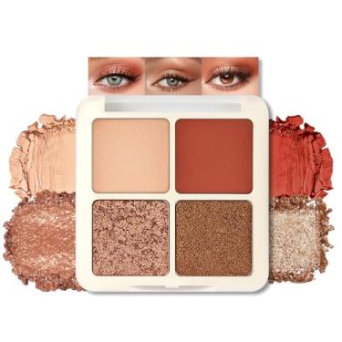 Imagem de Erinde Quads Paleta de maquiagem em pó fosco para sombra, marrom neutro e champanhe rosa, maquiagem impermeável para os olhos, sombras de ojos, Maple Champagne
