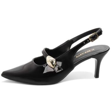 Imagem de Sapato Scarpin Salto Médio Alto Bico Fino Feminino 6cm (Preto, BR, Adulto, Numérico, 36)