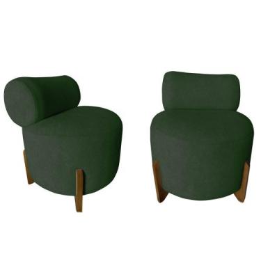 Imagem de Kit 2 Poltronas Decorativa Mônaco Suede Verde - Mansão Decor