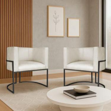 Imagem de Kit 2 Poltronas Dália Luxo Moderna Estofada Design Sofisticado com Bas