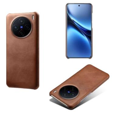 Imagem de Capa para vivo X200 Pro 5G,Proteção contra quedas,Casca de volta de cor sólida simples,Design de couro de imitação de plástico-Brown