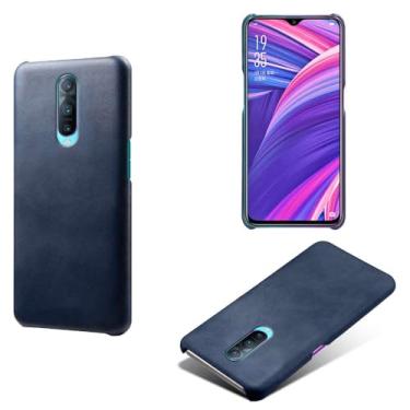 Imagem de Capa para OPPO R17 Pro,Proteção contra quedas,Casca de volta de cor sólida simples,Design de couro de imitação de plástico-Blue