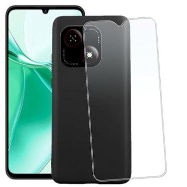 Imagem de TNKISRY Capa para ZTE Blade A35E [6,5 polegadas], capa macia de TPU preto, posição precisa do orifício, protetor de tela filme temperado [2 unidades]