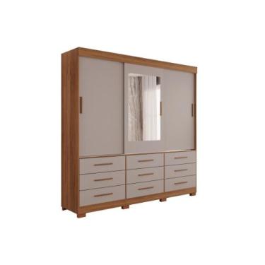 Imagem de Guarda-Roupa New Star 3 Portas 9 Gavetas com Espelho Salleto - Sallêto