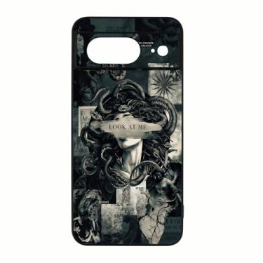 Imagem de qizjio Capa de telefone legal Medusa à prova de choque protetora mitologia grega cobra capa de telefone para Google Pixel 8