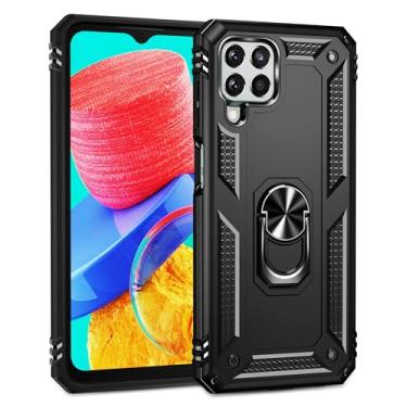 Imagem de SORAKA Capa para Samsung Galaxy M33 5G com suporte para anel Capa Slim Fit de TPU macio Capa Samsung Galaxy M33 5G com placa de metal para suporte magnético de telefone para carro