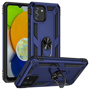 Imagem de SORAKA Capa para Samsung Galaxy A03 com suporte de anel invisível e placa de metal para suporte magnético de carro, capa rígida de policarbonato macio TPU macio de grau militar, capa protetora à prova