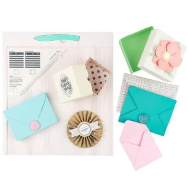 Imagem de Quadro de pontuação de 30,5 x 30,5 cm para envelopes, caixas de presente e artesanato em papel - Placar multiuso com pasta de ossos e guia triangular - Ferramenta dobrável de papel para fazer cartões