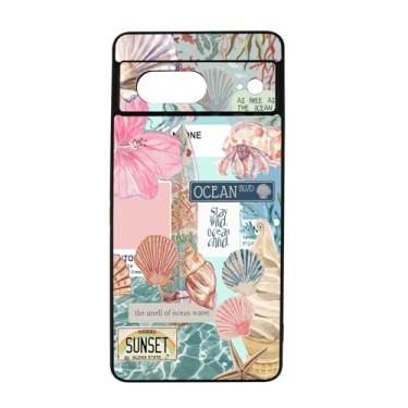 Imagem de qizjio Capa de telefone costeira colagem à prova de choque capa protetora de concha do oceano para Google Pixel 7