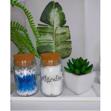 Imagem de Jogo de Potes Vidro Kit Higiene, Algodão e Cotonetes - Arte Mix