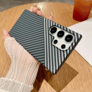 Imagem de Capa de fibra de carbono com padrão para Samsung S25 24 23 22 Ultra, capa rígida com carregamento magnético e padrão leve para PC, 2, para Galaxy S22 Ultra 5G
