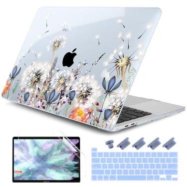 Imagem de DONGKE Compatível com MacBook Pro 13 polegadas 2024 2023-2020 versão A2338 M2/M1 A2251 A2289 com tela retina e Touch ID, capa rígida de plástico, capa de teclado e película de tela - Dente-de-leão