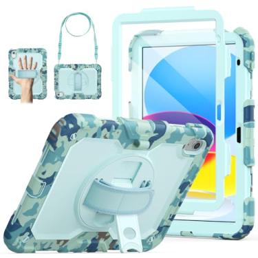 Imagem de SCSVPN Capa infantil para iPad (A16) 11ª/10ª geração 11/10 polegadas 2025/2022, capa arco-íris robusta à prova de choque para iPad 11/10 com suporte para lápis, suporte giratório 360, alça de mão