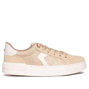 Imagem de Tênis Feminino Via Marte Flat Bege Off White/Dourado, Bege, 35