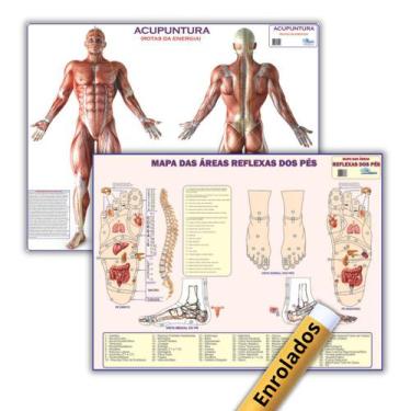 Imagem de Kit Mapas de Anatomia Humana: Áreas Reflexas Dos Pés + Rotas de Acupun