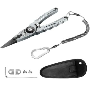 Imagem de AIRSSON Alicate de pesca de água salgada de alumínio de aviação com lâminas de tungstênio, design à prova de corrosão, ergonômico, antiderrapante, kit de lâmina bônus, melhor presente de pescador para